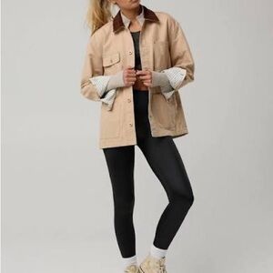 Aerie Tan Utility Jacket with Brown Collar